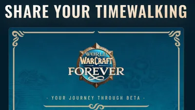 Blizzard открыла личную статистику беты Forever на сайте Timewalking: часы в игре, любимый класс, пройденный путь, прыжки, убитые кабаны и место среди других игроков, с картинкой для соцсетей