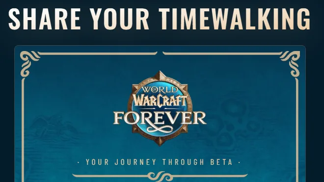 Иллюстрация к материалу «Blizzard открыла личную статистику беты Forever на сайте Timewalking: часы в игре, любимый класс, пройденный путь, прыжки, убитые кабаны и место среди других игроков, с картинкой для соцсетей»